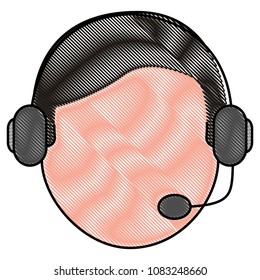 young man head with headset avatar character