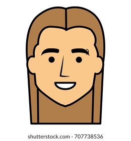 young man head with long hair avatar character