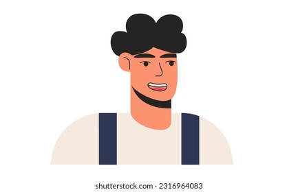 Young man head portrait flat illustration. Man face. Cartoon character. Vector illustration for social media and networking.