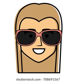young man head with sunglasses avatar character