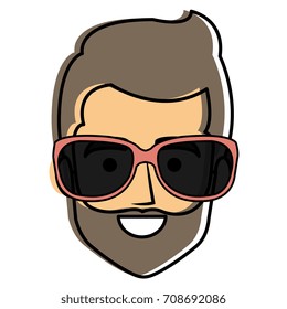 young man head with sunglasses avatar character