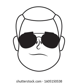 young man head with sunglasses character vector illustration design