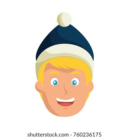 young man head with winter clothes