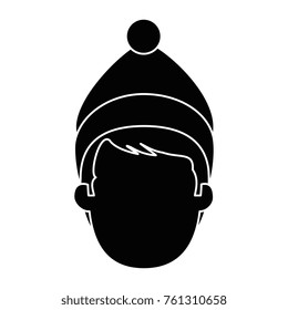 young man head with winter clothes