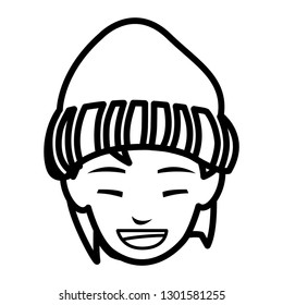 young man head with winter hat