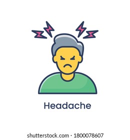 Young man with a headache. guy holding head having migraine Vector Icon