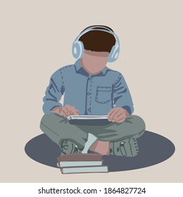 young man with headphones and laptop
