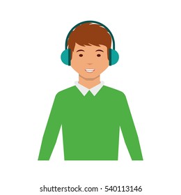 young man with headset character vector illustration design