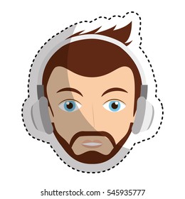 young man with headset character vector illustration design