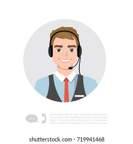 Young Man With Headset Vector Character