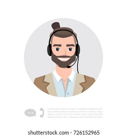 Young Man With Headset Vector Character