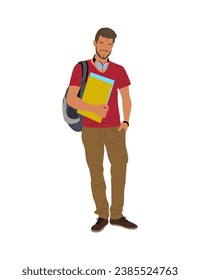Young man, High school, college student vector.