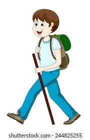 Young man hiking