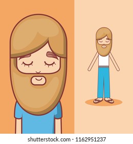 Young man hippie cartoon