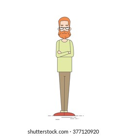 Young Man Hipster Casual Clothes Full Length Vector Illustration