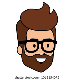 young man hipster style head avatar character