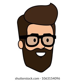 young man hipster style head avatar character