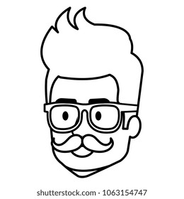 young man hipster style head avatar character