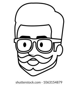 young man hipster style head avatar character