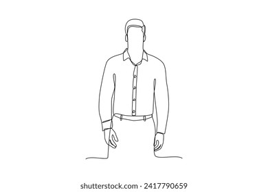 Young man and his uniform. Professional work profession and uniform minimalist concept. Continuous line draw design graphic vector illustration