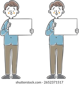 Hombre joven que sostiene una tabla, cuerpo completo, Vector