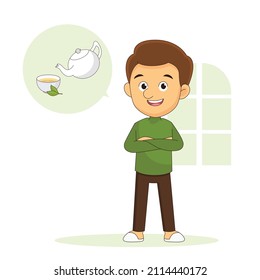 Young Man Holding A Cup Of Tea