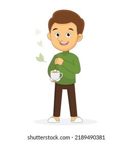Young Man Holding A Cup Of Tea