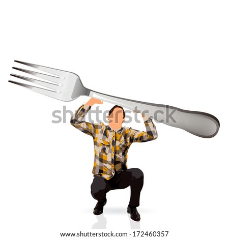 young man holding a fork