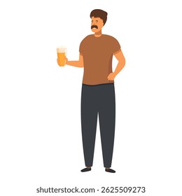 Jovem segurando um copo de cerveja na mão está relaxando