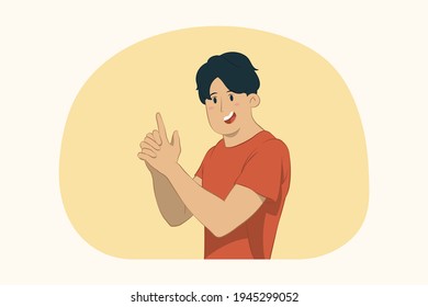 Hombre joven con la mano como concepto de arma