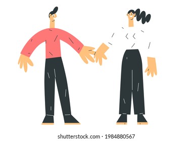 young man holding his hand, happy couple