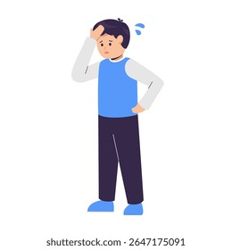 jovem segurando a cabeça porque se sente estressado e preocupado.