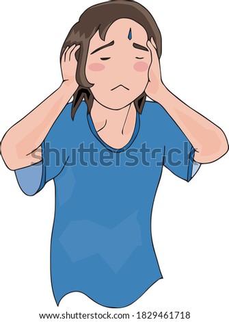 Young man holding his head