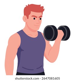 A Young Man Holding Lifting Weight Doing Exercise, Girl Workout With Weight Lifting.