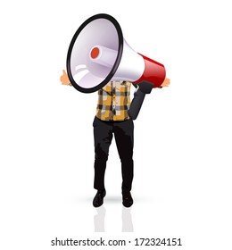 young man holding a megaphone