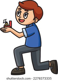 Young Man Holding A Ring Cartoon Colored Clipart