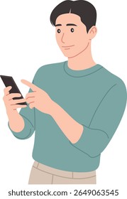 Young man holding a smartphone