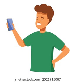 Hombre joven que sostiene el smartphone que toma la comunicación moderna sonriente de la tecnología del selfie