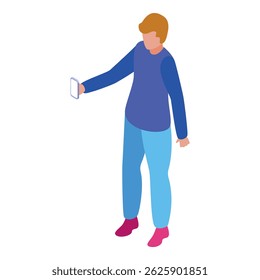 Young man is holding a smartphone, using mobile phone for communication, representing modern communication technology
