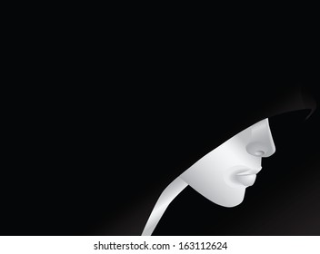 A young man in a hood, an abstract pattern. Vector illustration.