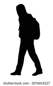 Young man in hood silhouette vector on white background, hacker, technology crime people concept.