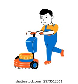 ilustración vectorial del limpiador de la casa de un joven