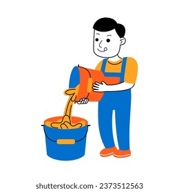young man house cleaner vector illustration