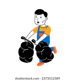 young man house cleaner vector illustration