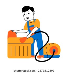 young man house cleaner vector illustration