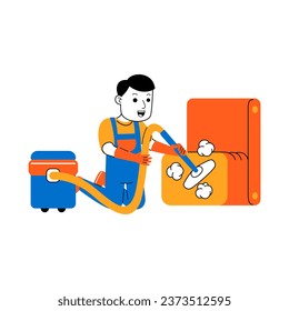 young man house cleaner vector illustration