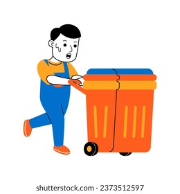 young man house cleaner vector illustration