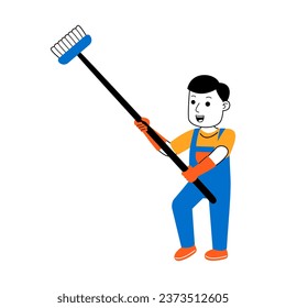 young man house cleaner vector illustration