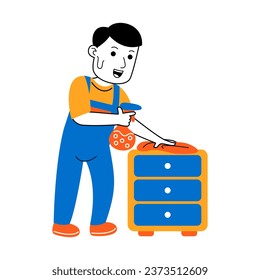 young man house cleaner vector illustration
