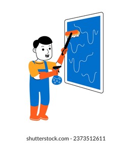 ilustración vectorial del limpiador de la casa de un joven